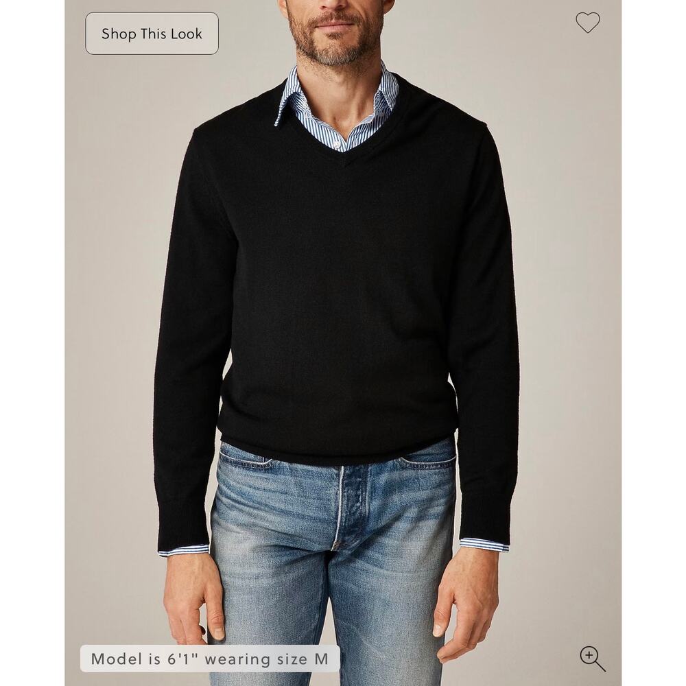 J. Crew Merino wool V-neck sweater in Black NWT size XL